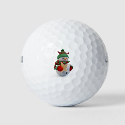 Sneeuwman Holding Stars Golf Ball Golfballen (Voorkant)