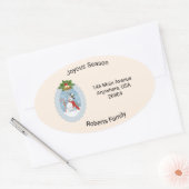 Sneeuwman Holly Joyous Seizoen Ovaal Ovale Sticker (Envelop)