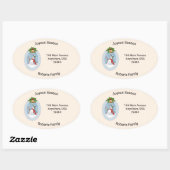 Sneeuwman Holly Joyous Seizoen Ovaal Ovale Sticker (Vel)