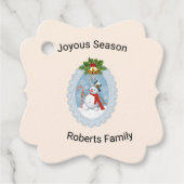 Sneeuwman Holly Joyous Seizoensvakantie Bedankjes Labels (Voorkant)