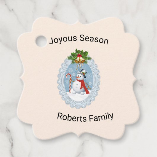 Sneeuwman Holly Joyous Seizoensvakantie Bedankjes Labels (Voorkant)