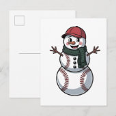 Sneeuwman honkbal kerst santa honkbal sport aankondigingskaart (Voorkant / Achterkant)