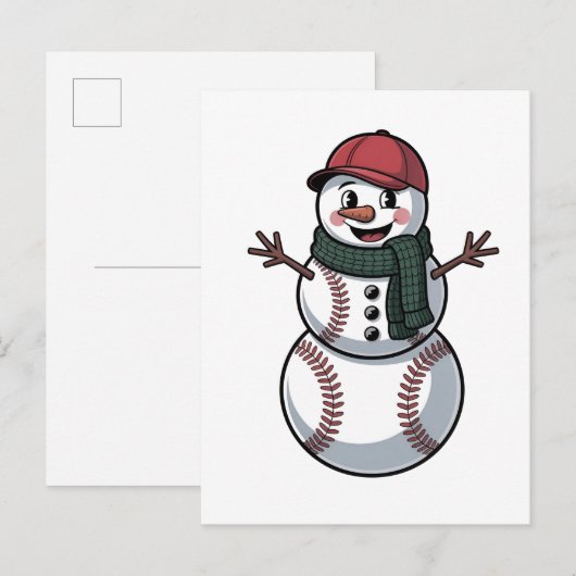 Sneeuwman honkbal kerst santa honkbal sport aankondigingskaart (Voorkant / Achterkant)