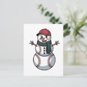 Sneeuwman honkbal kerst santa honkbal sport aankondigingskaart (Staand voorkant)