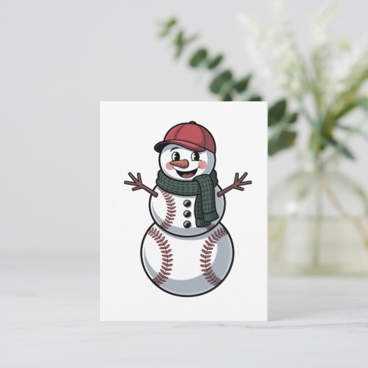 Sneeuwman honkbal kerst santa honkbal sport aankondigingskaart (Staand voorkant)