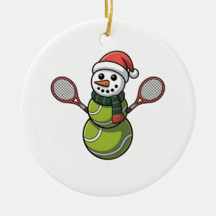 Sneeuwman honkbal kerst santa honkbal sport keramisch ornament