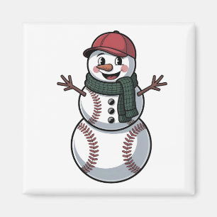 Sneeuwman honkbal kerst santa honkbal sport magneet