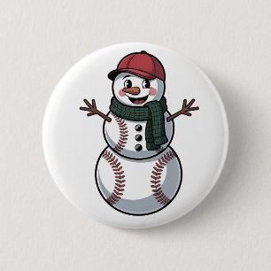 Sneeuwman honkbal kerst santa honkbal sport ronde button 5,7 cm