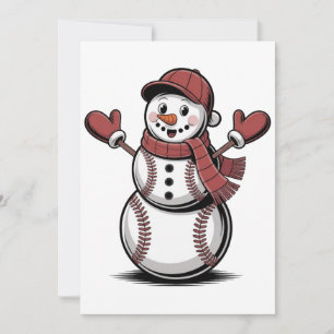 Sneeuwman honkbal kerst sportliefhebbers  kaart