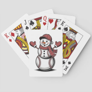 Sneeuwman honkbal kerst sportliefhebbers  pokerkaarten