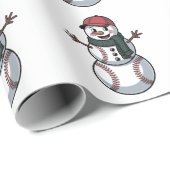 Sneeuwman Honkbal Kerstman Honkbal Sport Cadeaupapier (Rol Hoek)