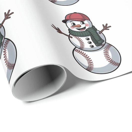 Sneeuwman Honkbal Kerstman Honkbal Sport Cadeaupapier (Rol Hoek)