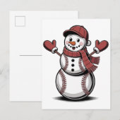 Sneeuwman honkbal Kerstmis sportliefhebbers Uitnodiging Briefkaart (Voorkant / Achterkant)