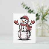 Sneeuwman honkbal Kerstmis sportliefhebbers Uitnodiging Briefkaart (Staand voorkant)