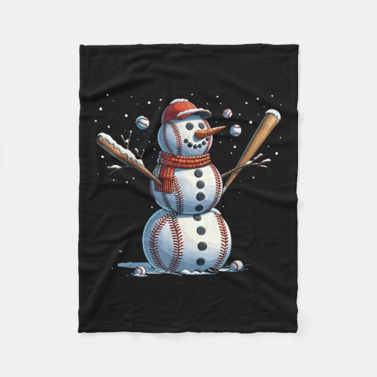 Sneeuwman honkbal Kerstmis Winter Fleece Deken (Voorkant)