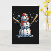 Sneeuwman honkbal Kerstmis Winter Kaart (Gele Bloem)
