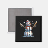 Sneeuwman honkbal Kerstmis Winter Magneet (Voorkant / Achterkant)