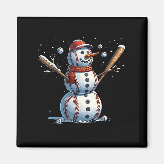 Sneeuwman honkbal Kerstmis Winter Magneet (Voorkant)
