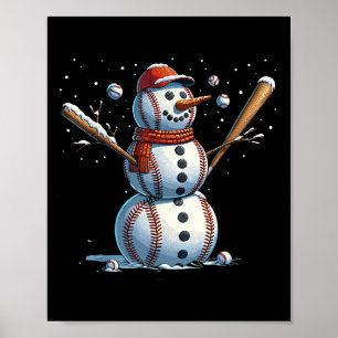 Sneeuwman honkbal Kerstmis Winter  Poster
