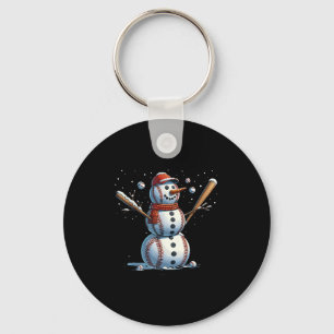 Sneeuwman honkbal Kerstmis Winter Sleutelhanger