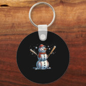 Sneeuwman honkbal Kerstmis Winter Sleutelhanger (Voorkant)