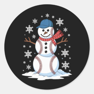 Sneeuwman Honkbal Wintersport Lovers Mannen Vrouwe Ronde Sticker