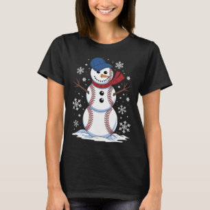 Sneeuwman Honkbal Wintersport Lovers Mannen Vrouwe T-shirt