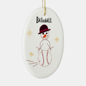 Sneeuwman Honkbalspeler Keramisch Ornament (Rechts)
