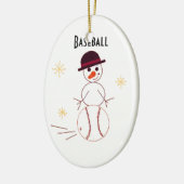 Sneeuwman Honkbalspeler Keramisch Ornament (Links)
