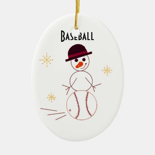 Sneeuwman Honkbalspeler Keramisch Ornament (Voorkant)