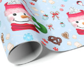 Sneeuwman Hot Chocolade Plezier Cadeaupapier (Rol Hoek)