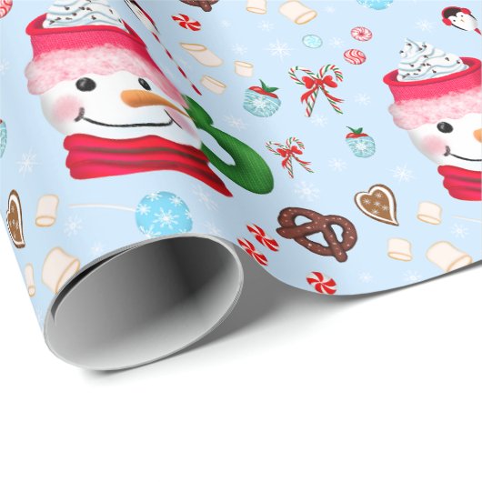 Sneeuwman Hot Chocolade Plezier Cadeaupapier (Rol Hoek)
