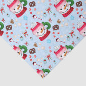 Sneeuwman Hot Chocolade Plezier Tissuepapier (Detail)