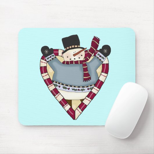 Sneeuwman houdt van T-shirts en cadeaus Muismat (Met muis)
