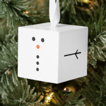 Sneeuwman Houten Kubus Kerst Ornament