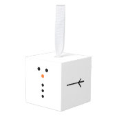 Sneeuwman Houten Kubus Kerst Ornament (Voorkant hoekig)