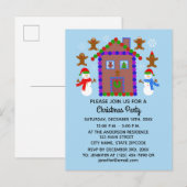 Sneeuwman & huis #3 uitnodigingskaart uitnodiging briefkaart (Voorkant / Achterkant)