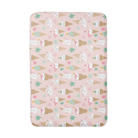 Sneeuwman Ice Cream Cones kerstpatroon Badmat (Voorkant Verticaal)