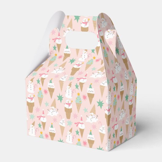 Sneeuwman Ice Cream Cones kerstpatroon Bedankdoosjes (Achterkant)