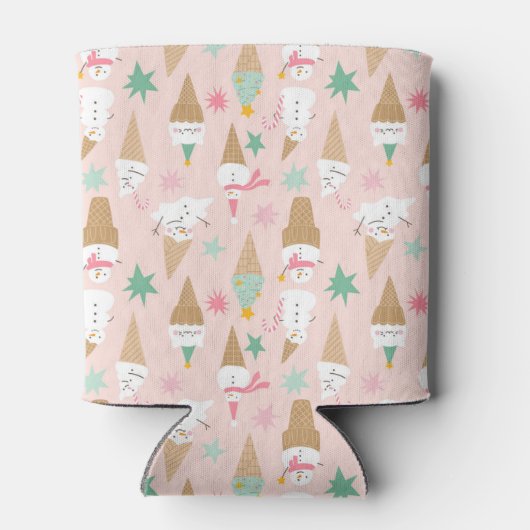 Sneeuwman Ice Cream Cones kerstpatroon Blikjeskoeler (Achterkant)