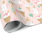Sneeuwman Ice Cream Cones kerstpatroon Cadeaupapier (Rol Hoek)