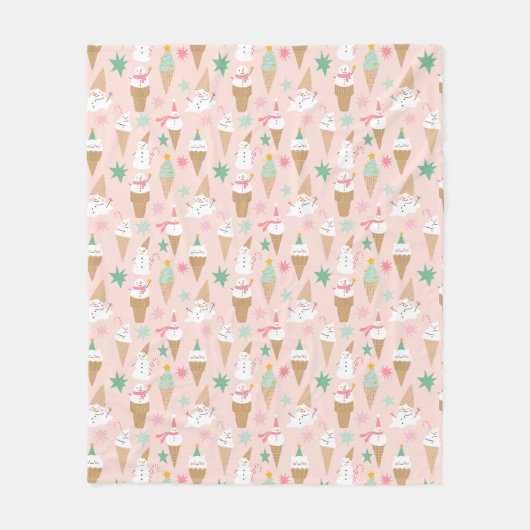 Sneeuwman Ice Cream Cones kerstpatroon Fleece Deken (Voorkant)