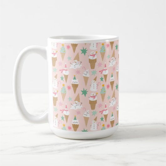 Sneeuwman Ice Cream Cones kerstpatroon Koffiemok (Links)