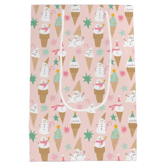 Sneeuwman Ice Cream Cones kerstpatroon Medium Cadeauzakje (Achterkant)