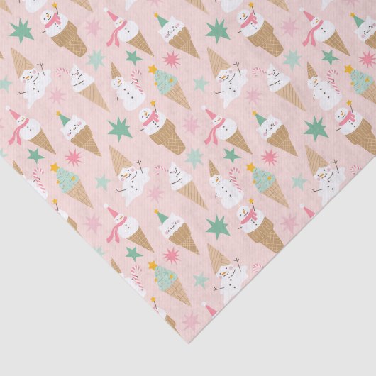 Sneeuwman Ice Cream Cones kerstpatroon Tissuepapier (Detail)