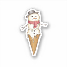 Sneeuwman Ice Cream Sticker