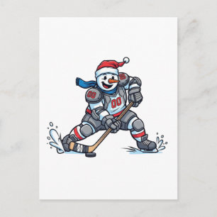 Sneeuwman IJshockey Kerstmis 2026 Vakantiesporten Briefkaart