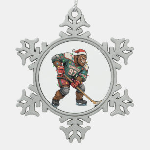 Sneeuwman IJshockey Kerstmis 2026 Vakantiesporten Tin Sneeuwvlok Ornament