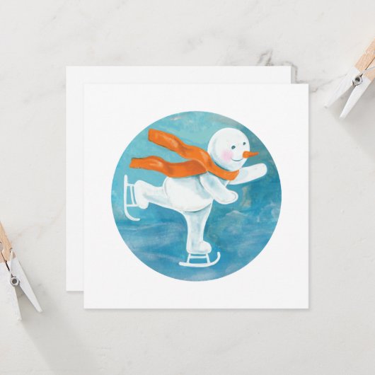 Sneeuwman IJsschaatser  Kaart (Voorkant / Achterkant in situ)