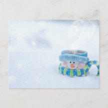 Sneeuwman illustratie ansichtkaart